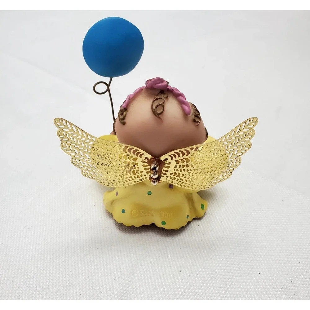 Angel Cheeks Figurine Happy Birthday W/ Blue Balloon Russ‎ Kirk VGC